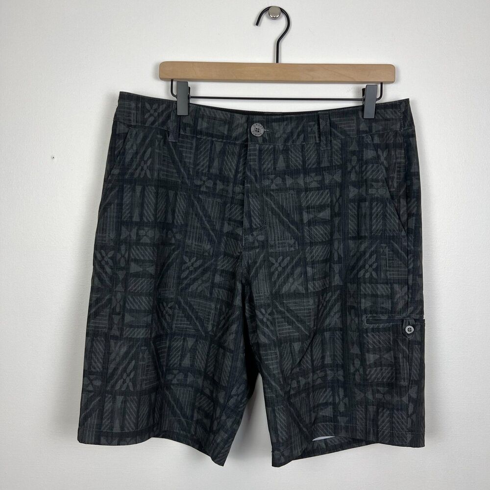 Crazy Shirts Hybrid Shorts Mens 33 Gray Tropical Geometric Hawaiian Board Shorts